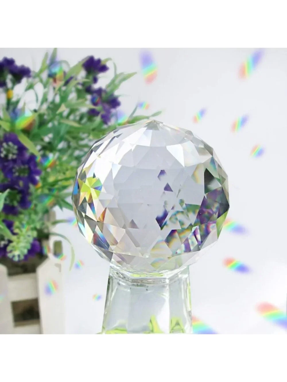 Clear Crystal Ball Prism Suncatcher - Rainbow Maker for Home, Office & Garden